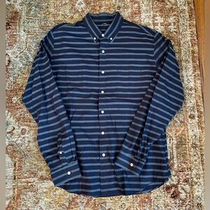 J. Crew Shirt Men's Large Blue Striped Button Down Long Sleeve Collared
